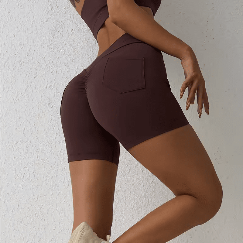 SculptV Pleated Pocket Shorts Shorts Starlethics Coffee XS