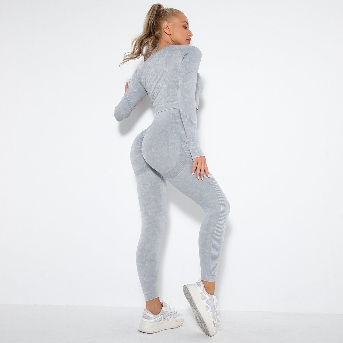 Feather Yoga Set - Leggings + Top Sets Starlethics Gray Iron S