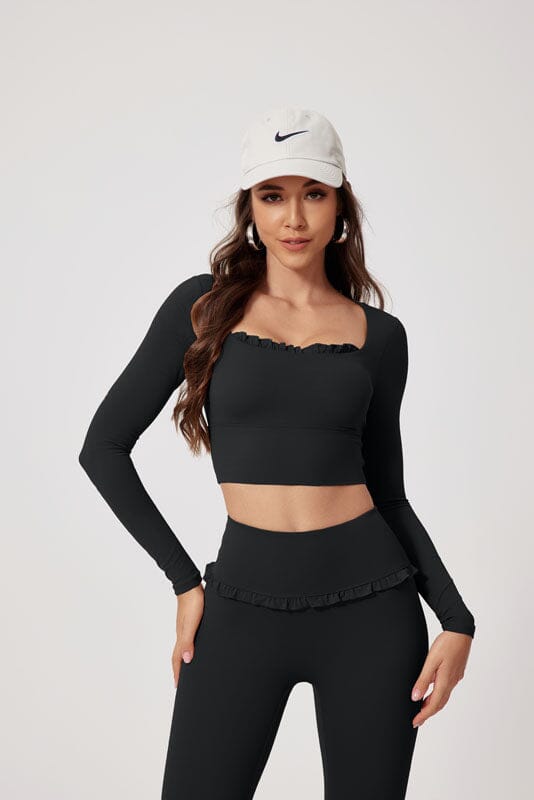 Frill Fit Long Sleeve Top Top Starlethics Black S