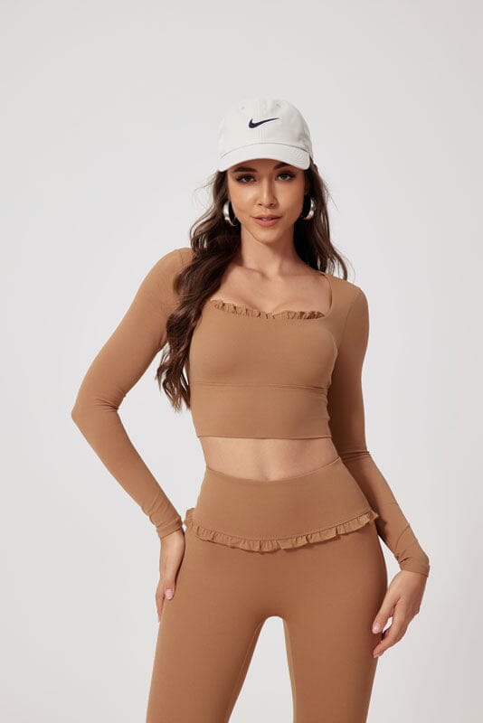 Frill Fit Long Sleeve Top Top Starlethics Brown S