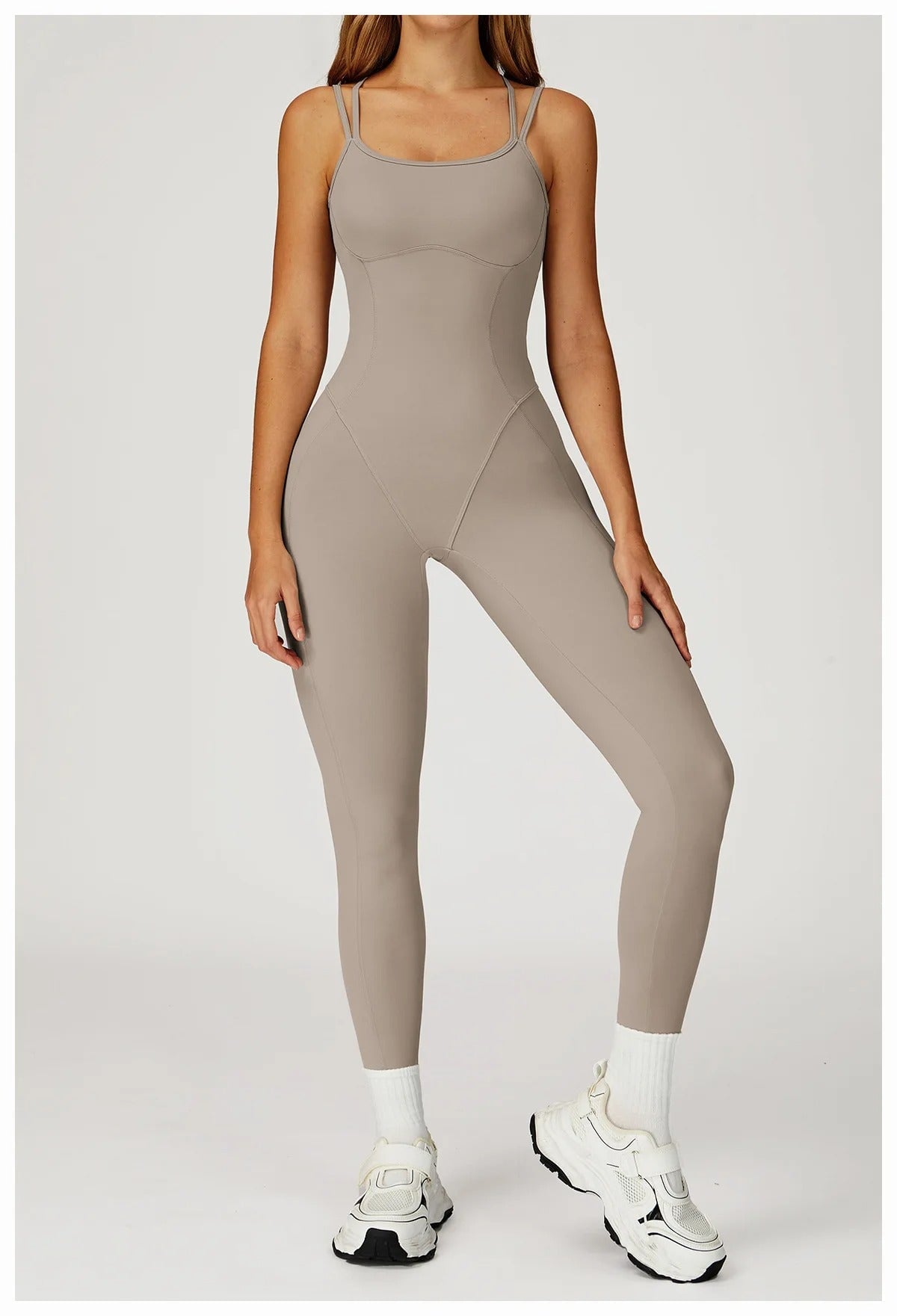 Criss Cross Back Jumpsuit Jumpsuit Starlethics Taupe S China Mainland