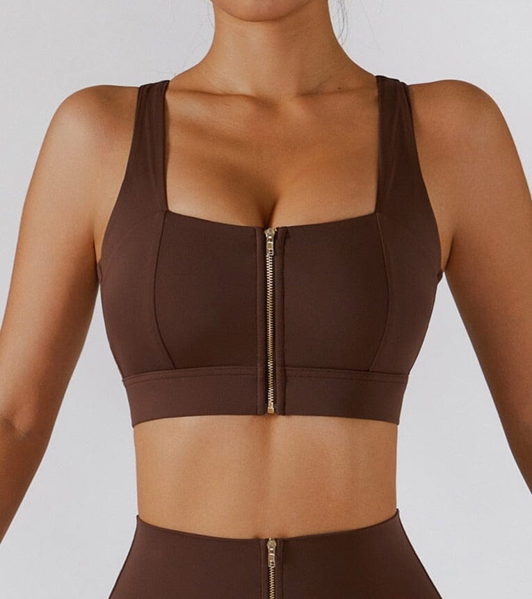 Pure Sculpt Zipper Bra Sports Bra Starlethics Brown S