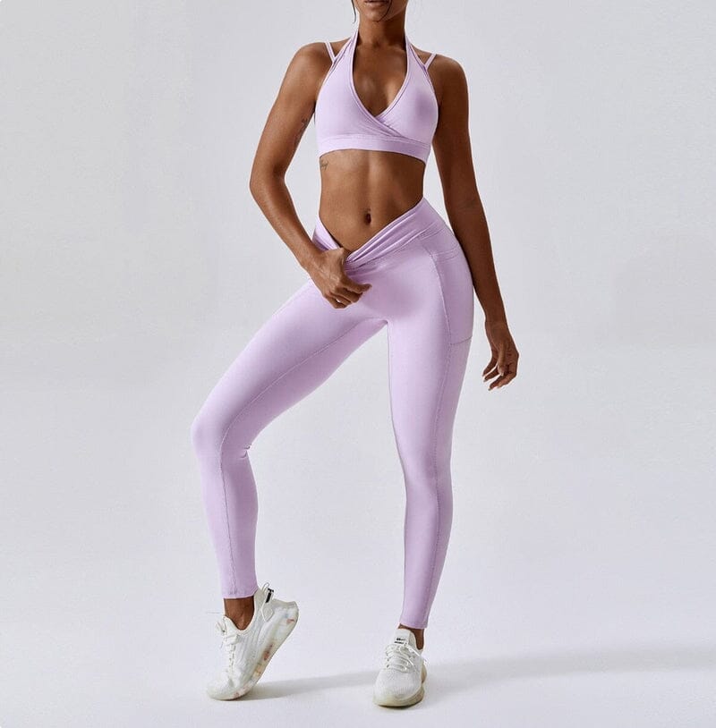 Asymmetrical Yoga Set - Leggings + Top Sets Starlethics Romantic Purple S 