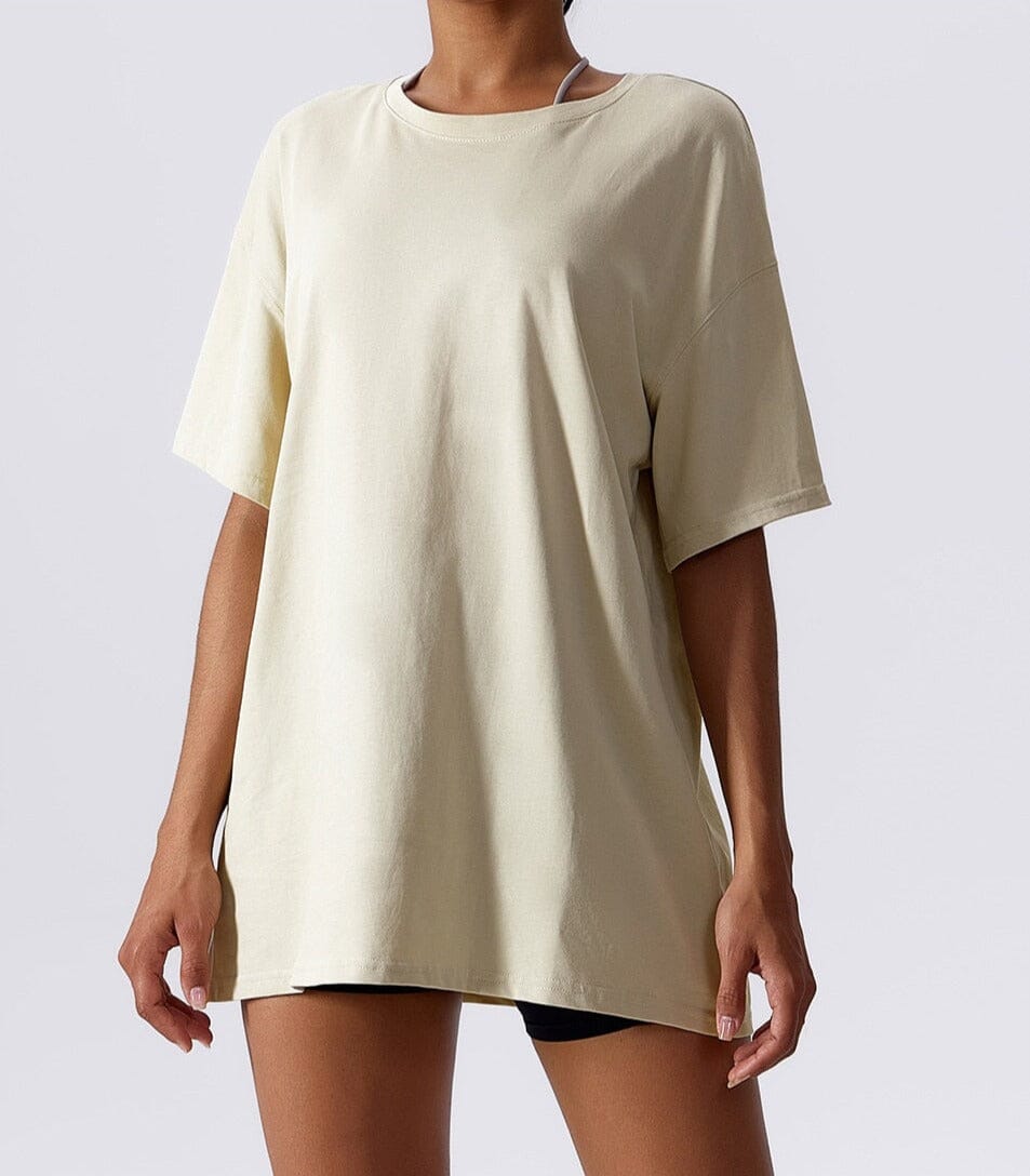 Breeze Flow Yoga Tee Top Starlethics Oat Apricot S