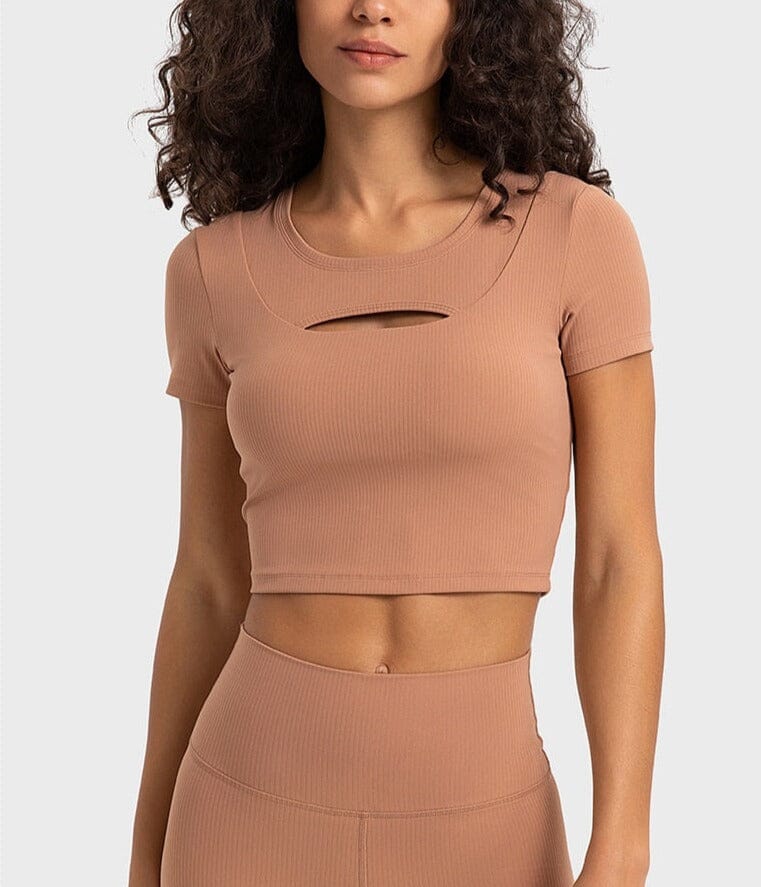 SleekFit Hollow Crop Top Top Starlethics Light Brown XS 