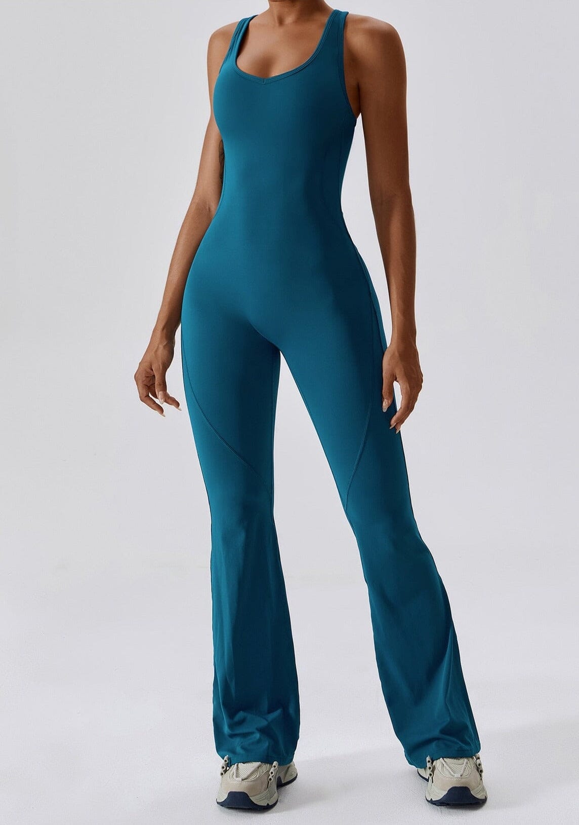 Flared Motion Backless Bodysuit Jumpsuit Starlethics Deep Blue S