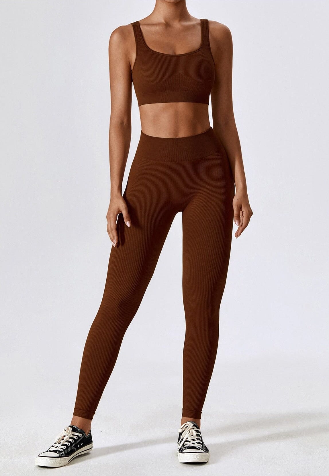 Grove Seamless Bra Set - Leggings + Top Sets Starlethics Coffee S