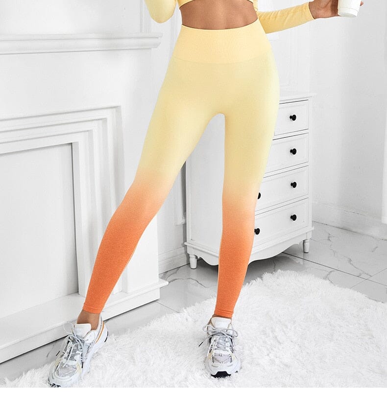 Gradient Motion High Waist Leggings Leggings Starlethics Yellow and Orange S