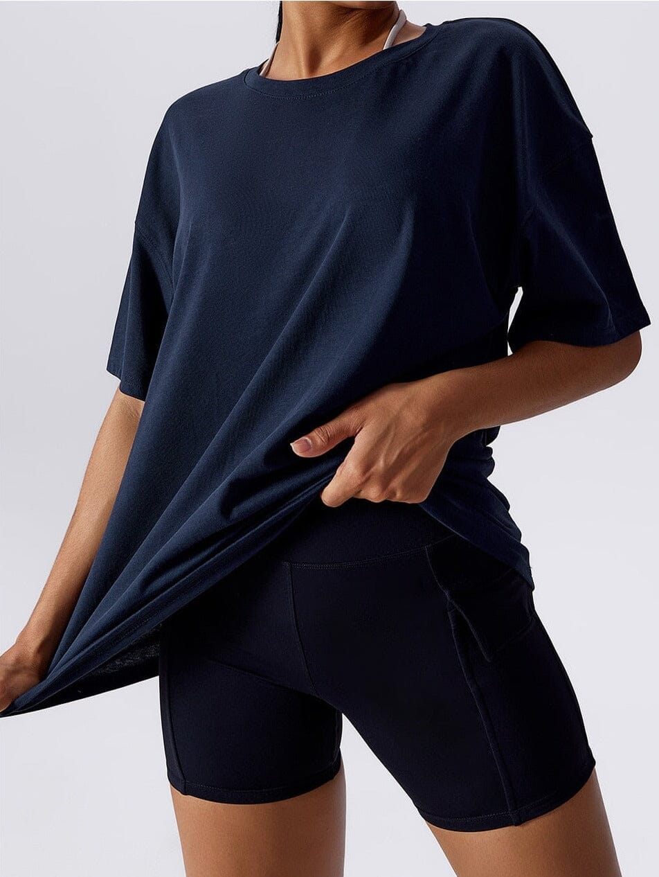 Breeze Flow Yoga Tee Top Starlethics Badge Blue S