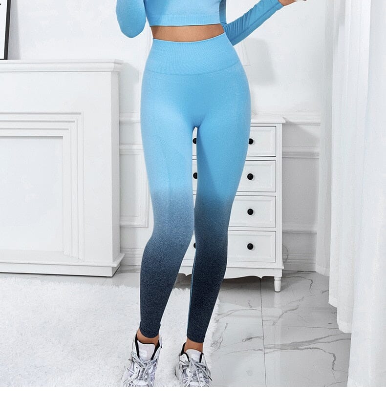 Gradient Motion High Waist Leggings Leggings Starlethics Blue and Black S