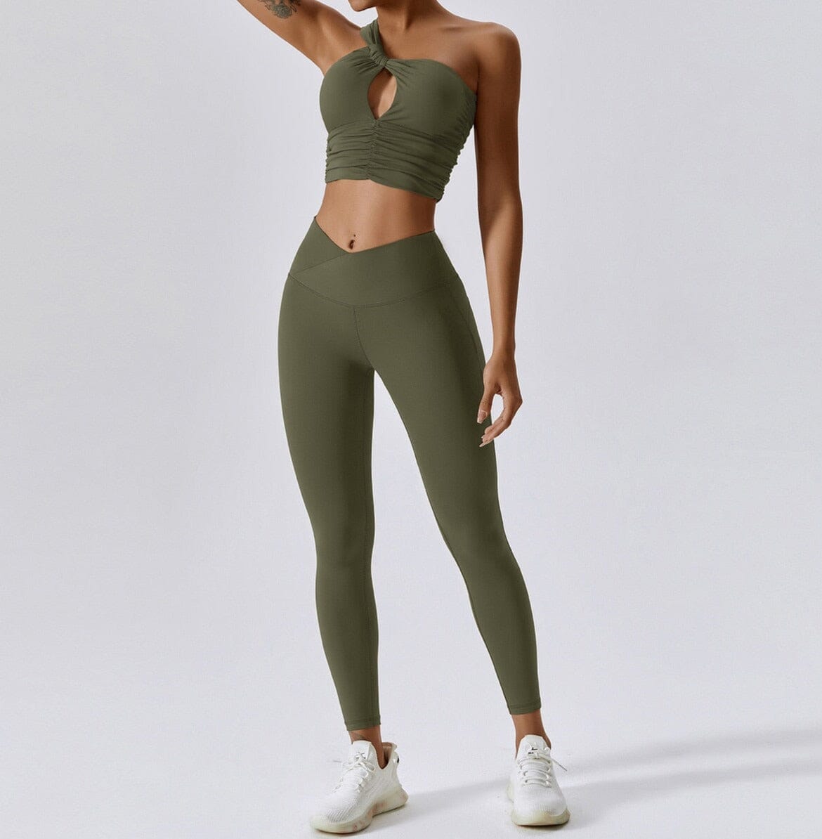 Goddess Gym Set - Leggings + Top Sets Starlethics Olive S