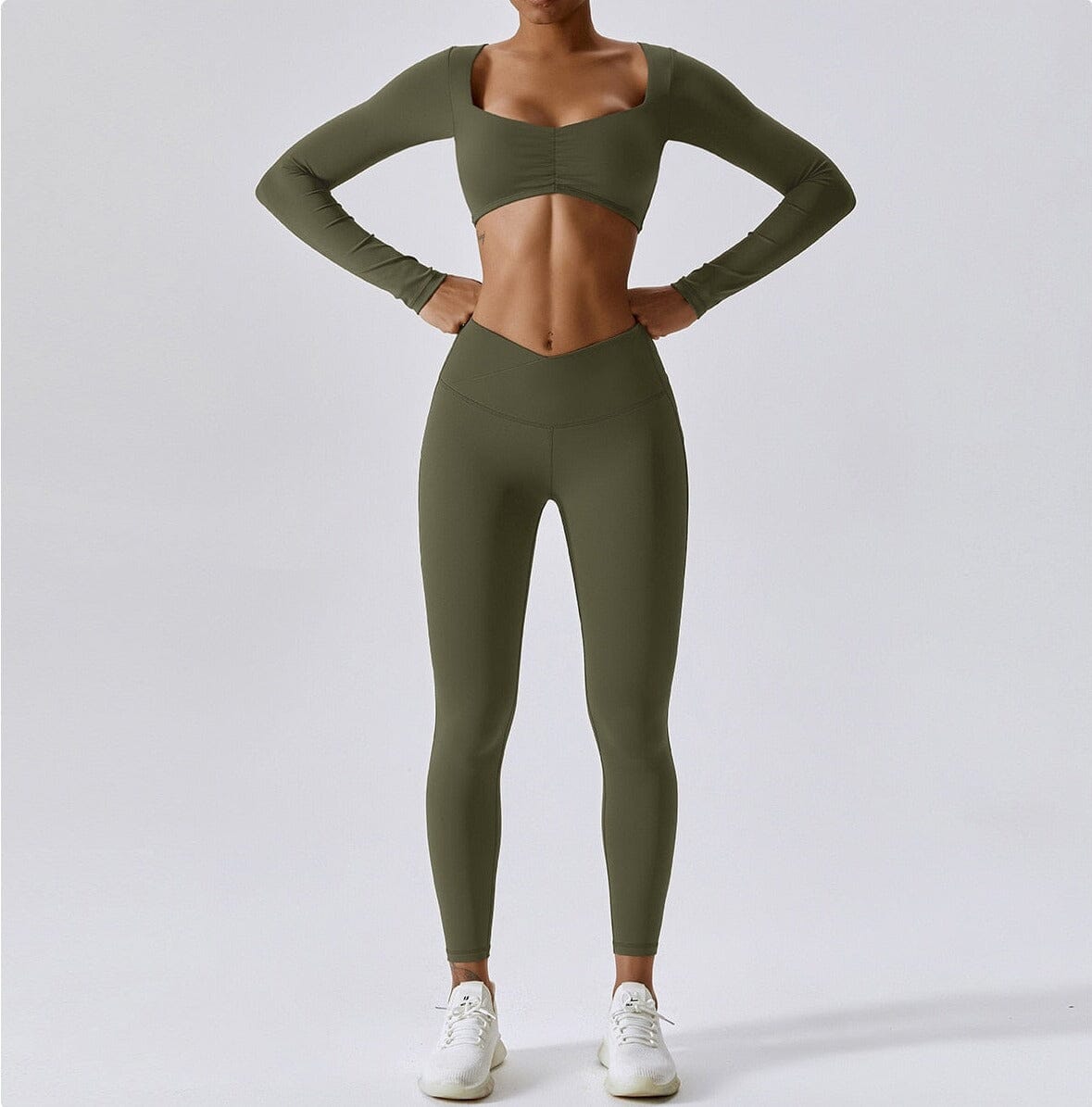 Goddess Shirt Gym Set - Leggings + Top Sets Starlethics Olive S