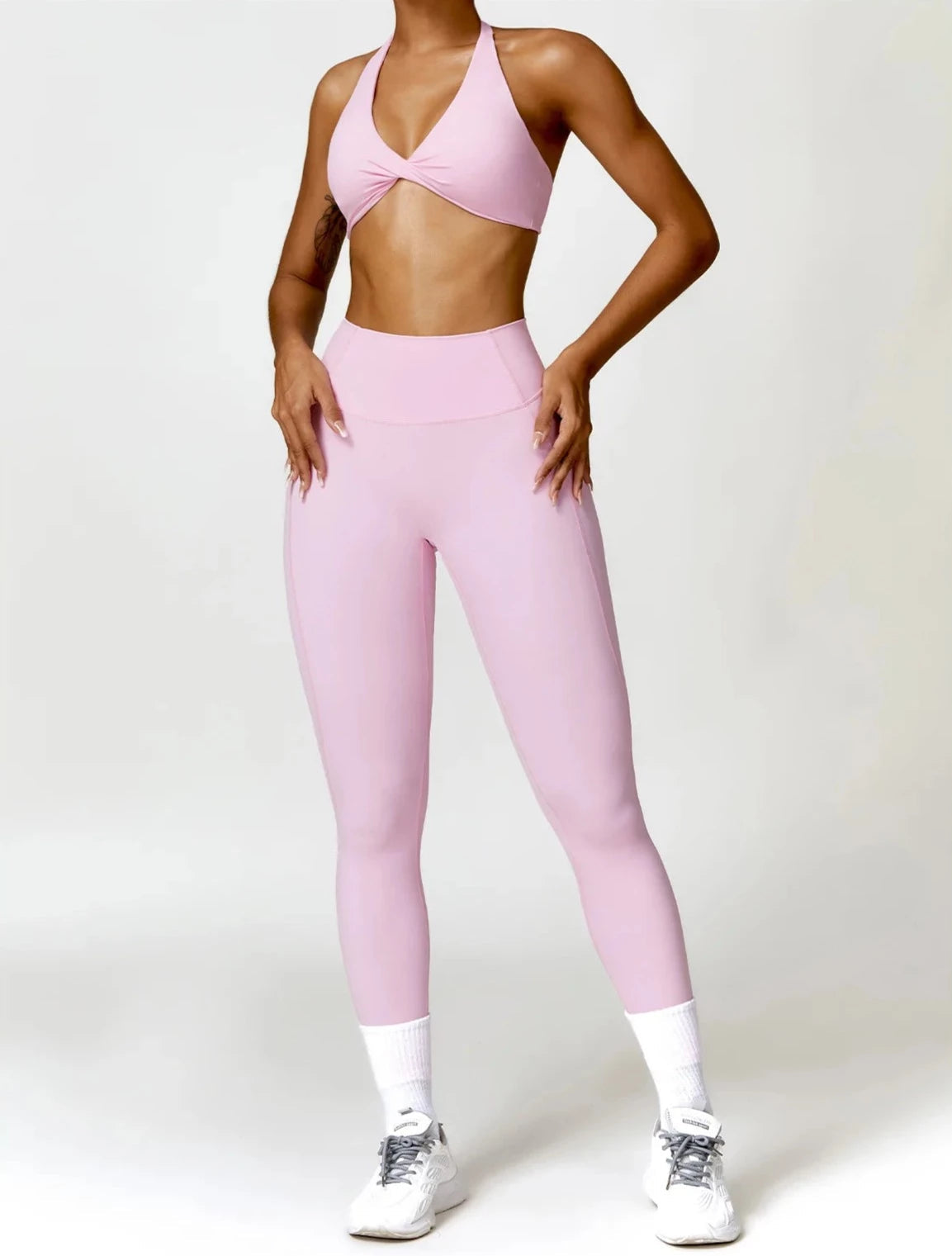 Glam Flow Yoga Set - Leggings + Top Sets Starlethics Pink S 