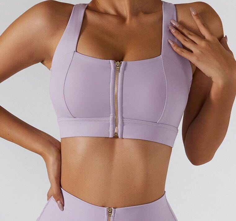 Pure Sculpt Zipper Bra Sports Bra Starlethics Lilac Purple S