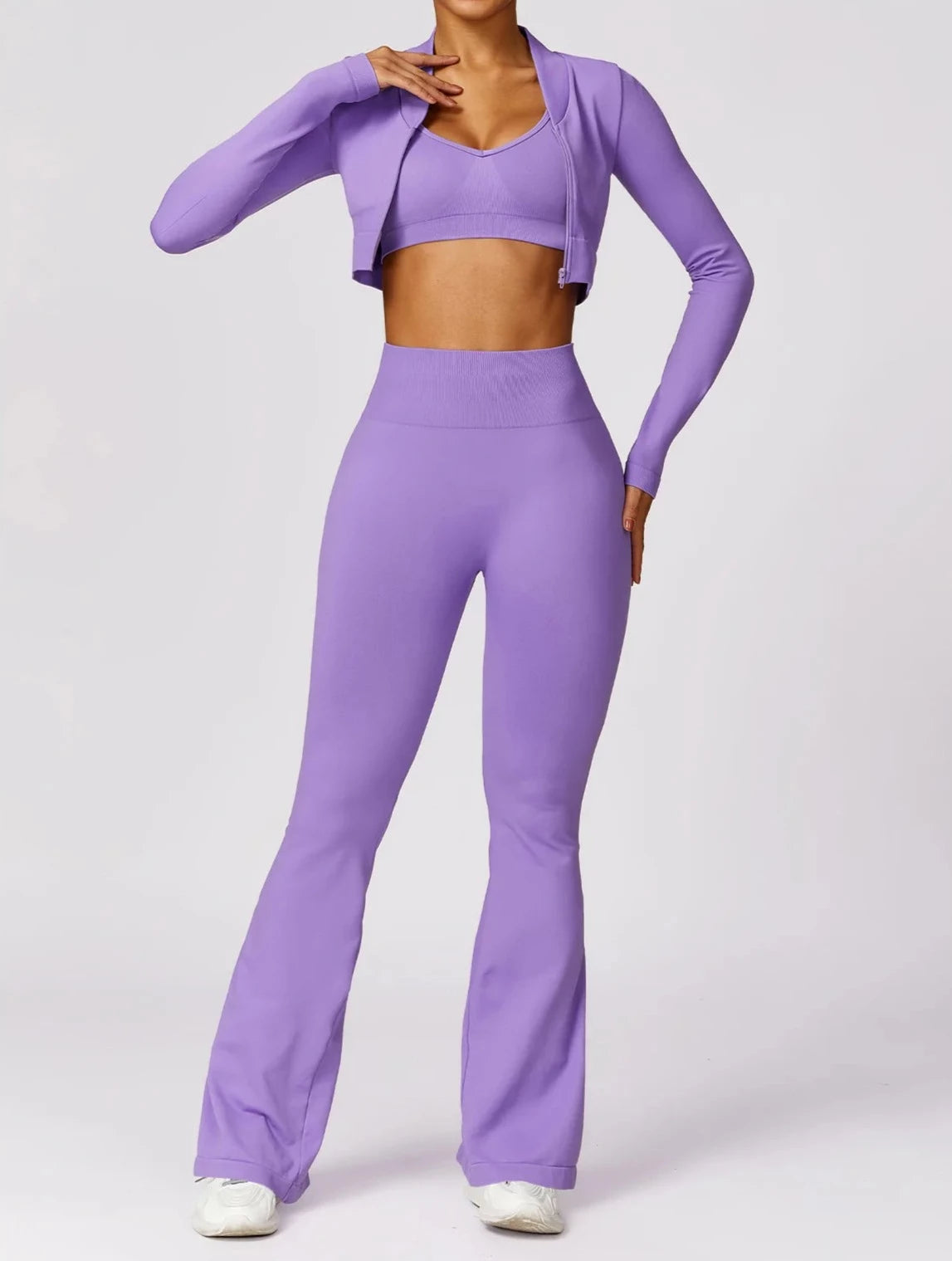 Seamless Serenity Flare Set - Leggings + Jacket Sets Starlethics Purple S 