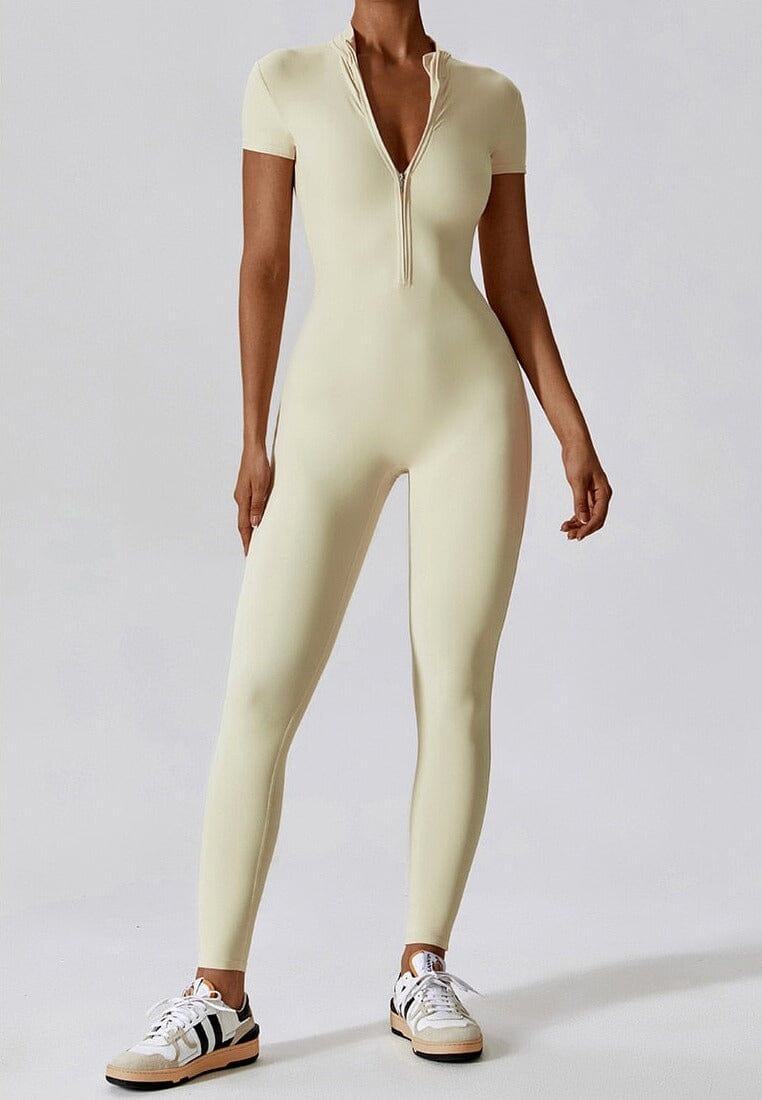 Serene Short Sleeve Jumpsuit Jumpsuit Starlethics Apricot S
