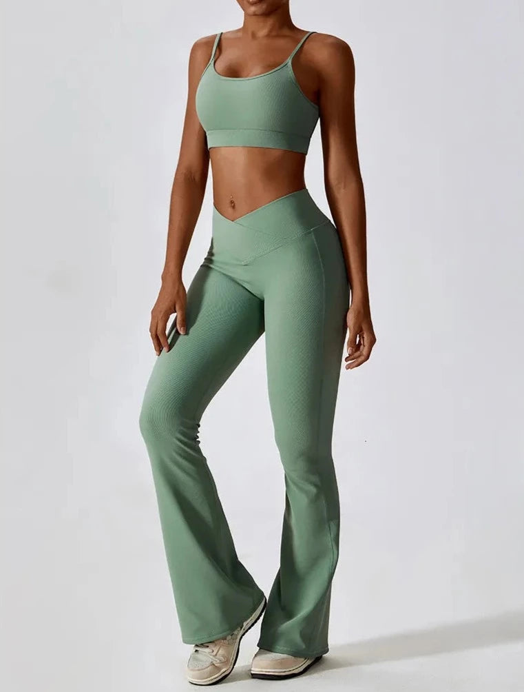 Soulmate Flared Set - Leggings + Top Sets Starlethics Green S