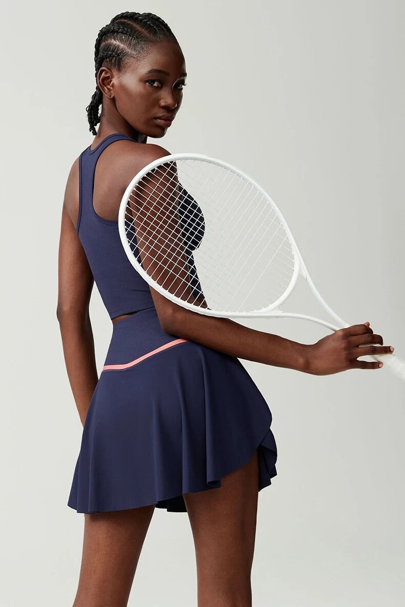 Wave Flow Tennis Set - Top & Skirt Sets Starlethics Dark Blue S China Mainland