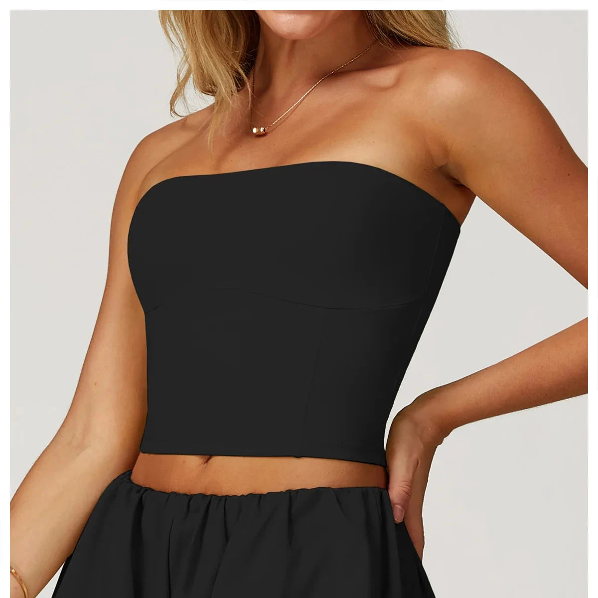 AeroSculpt Strapless Crop Top Top Starlethics Advanced Black S