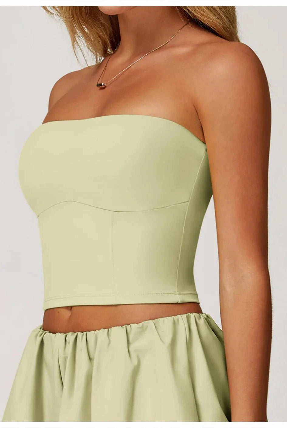 AeroSculpt Strapless Crop Top Top Starlethics Mustard Green S