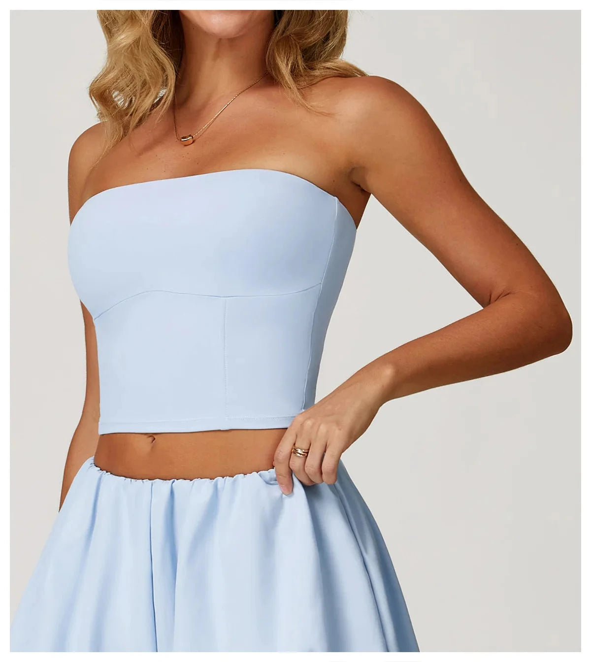 AeroSculpt Strapless Crop Top Top Starlethics Sky Blue S