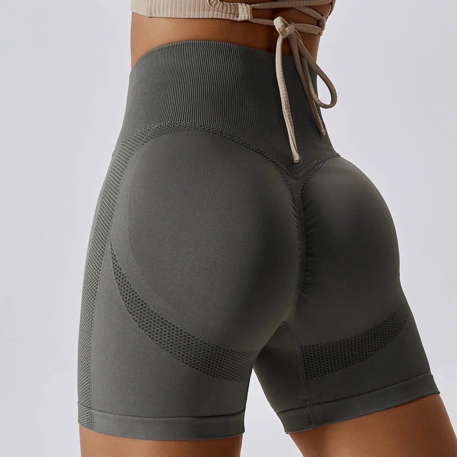 36.0Frauen Shorts Nahtlose Sport Shorts Radfahren Jogging Fitness Hohe Taille Push-Up Gym Shorts Leggings Yoga Kleidung Starlethics Grey M