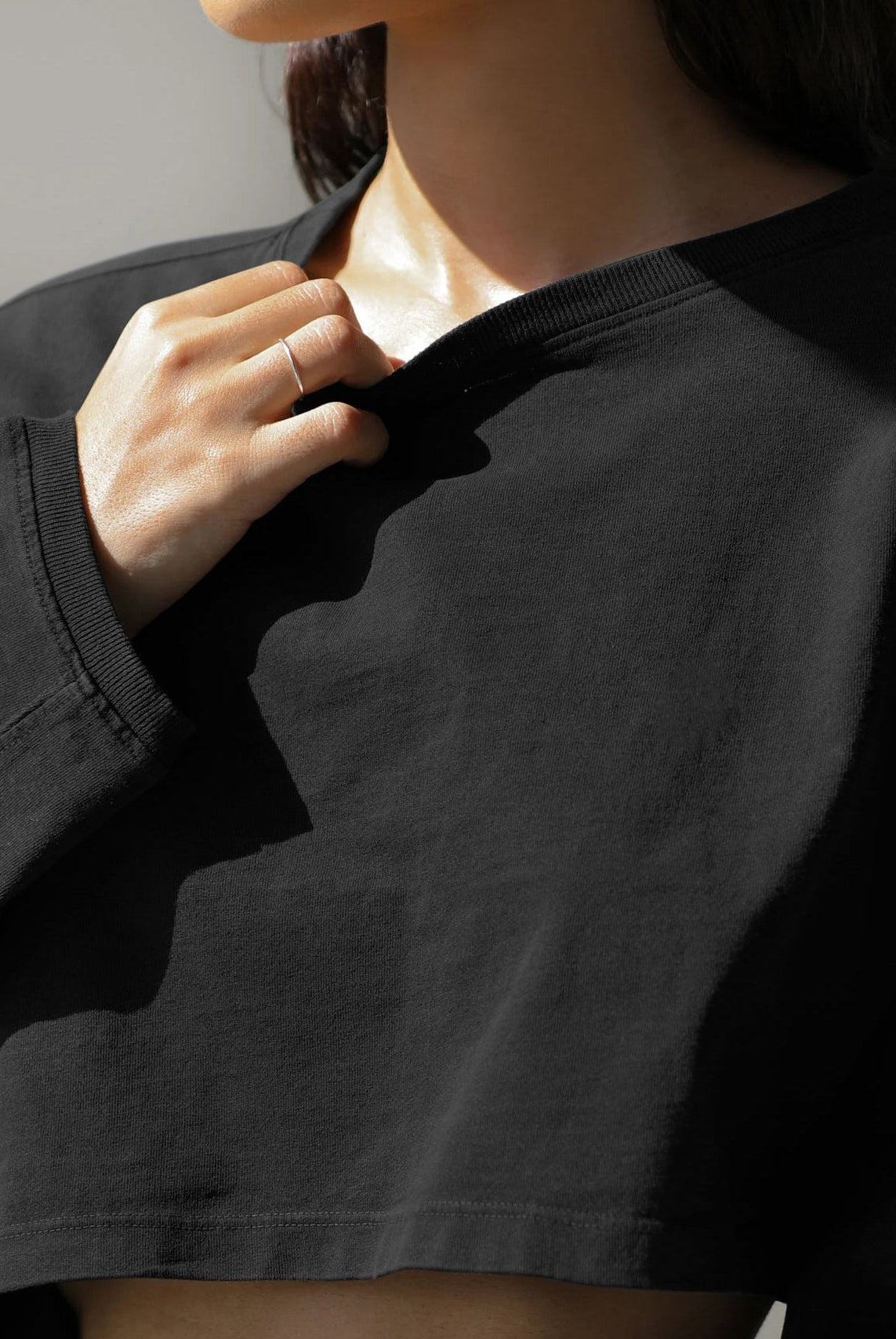 Emblem Long Sleeves Crop Top Top Starlethics Black XS