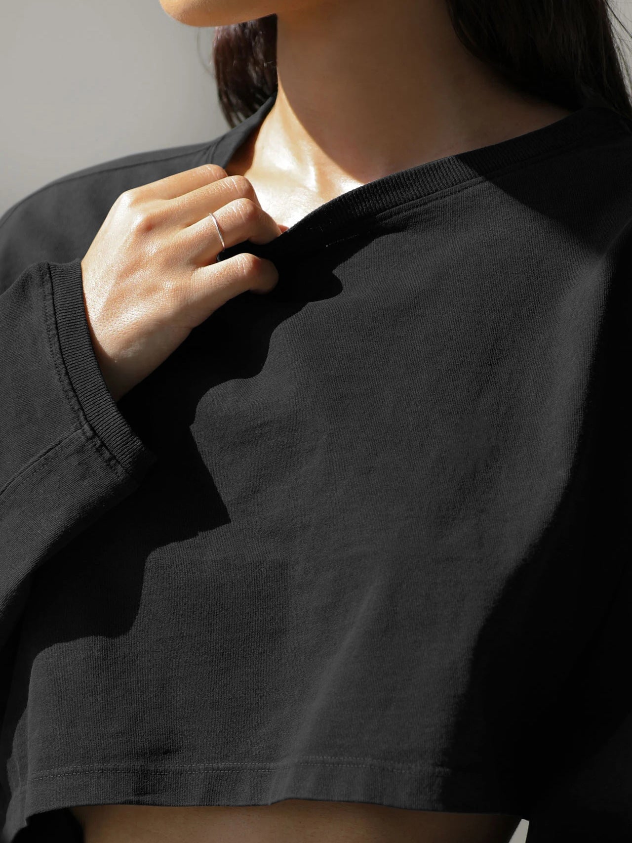 Emblem Long Sleeves Crop Top Top Starlethics Black XS