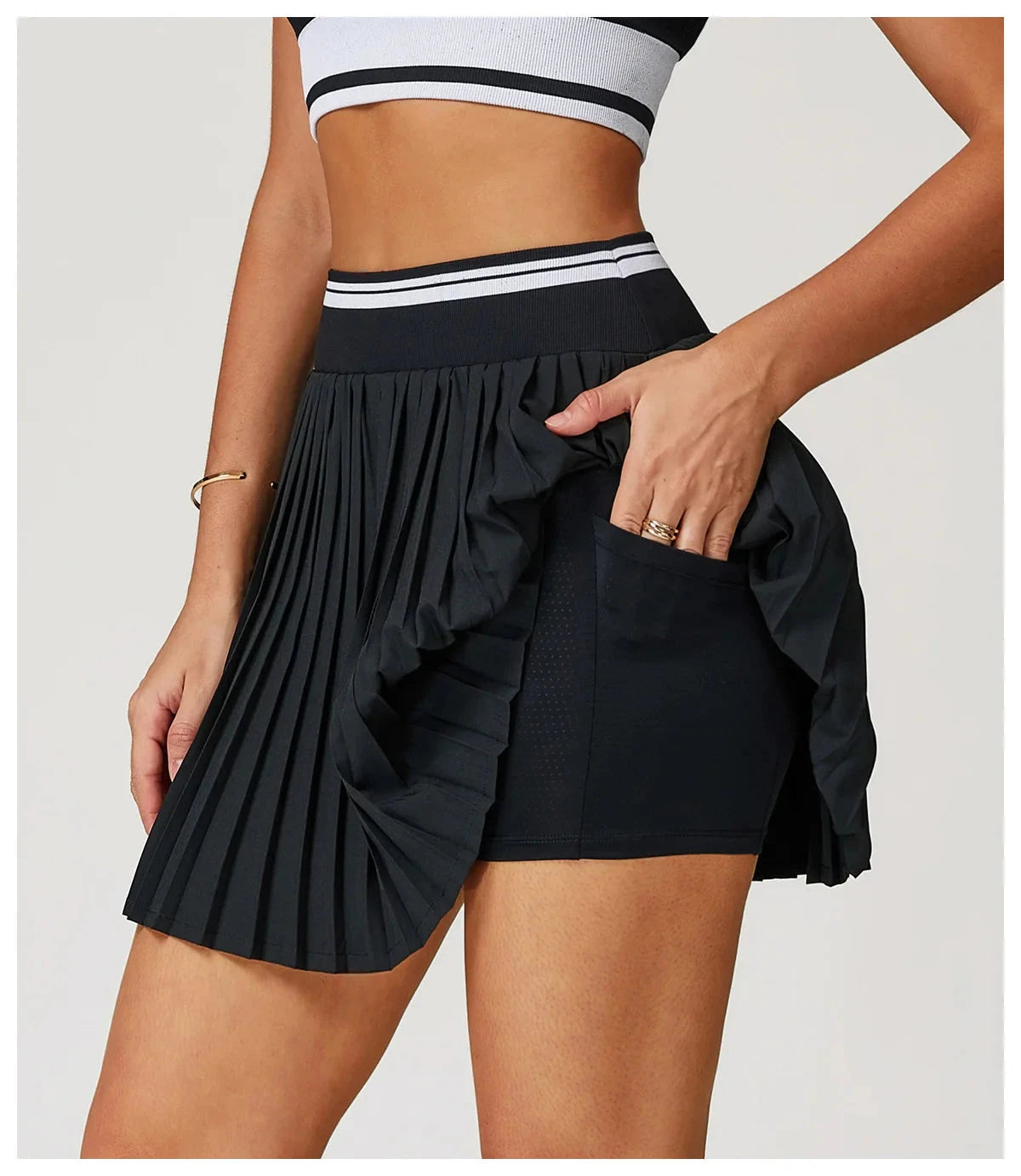 GlideStripe Racquet Skort Skirt Starlethics Advanced Black S