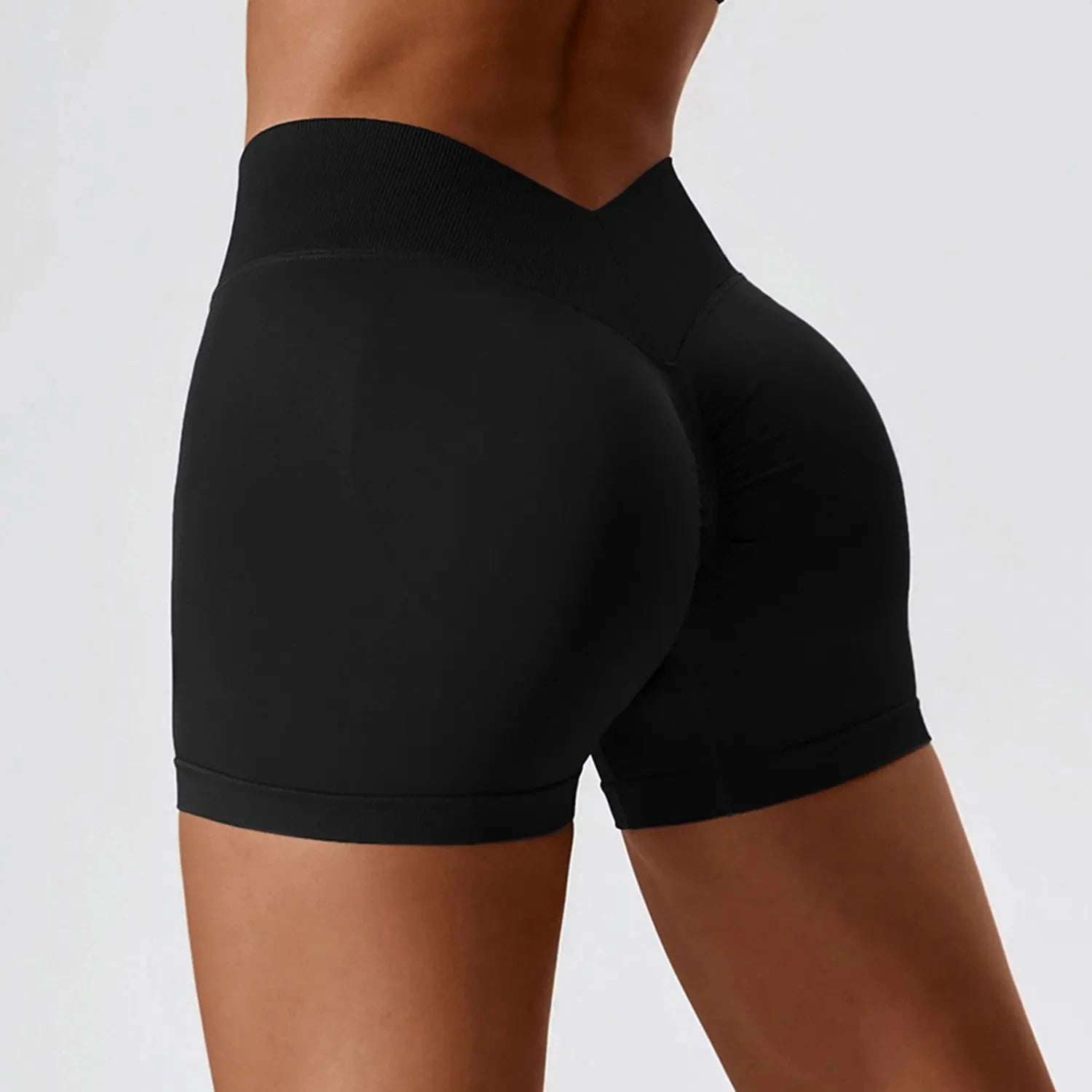 37. Neue Frauen Shorts nahtlose hoch taillierte Frauen Radfahren Joggen Fitness hohe Taille Push-up Gym Shorts Leggings Frauen Yoga-Kleidung Starlethics Black S