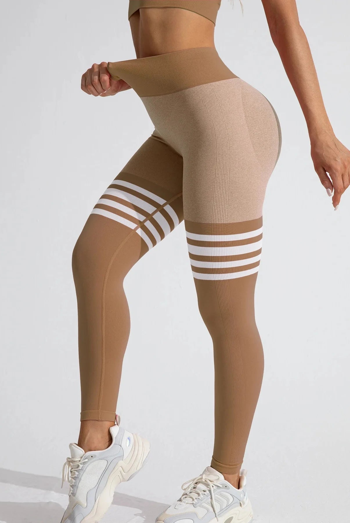 Glute Game Stripes Leggings Leggings Starlethics Khaki S