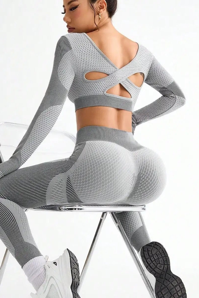 Honeycomb Contour Active Set - Leggings + Top Sets Sarlethics Grey S
