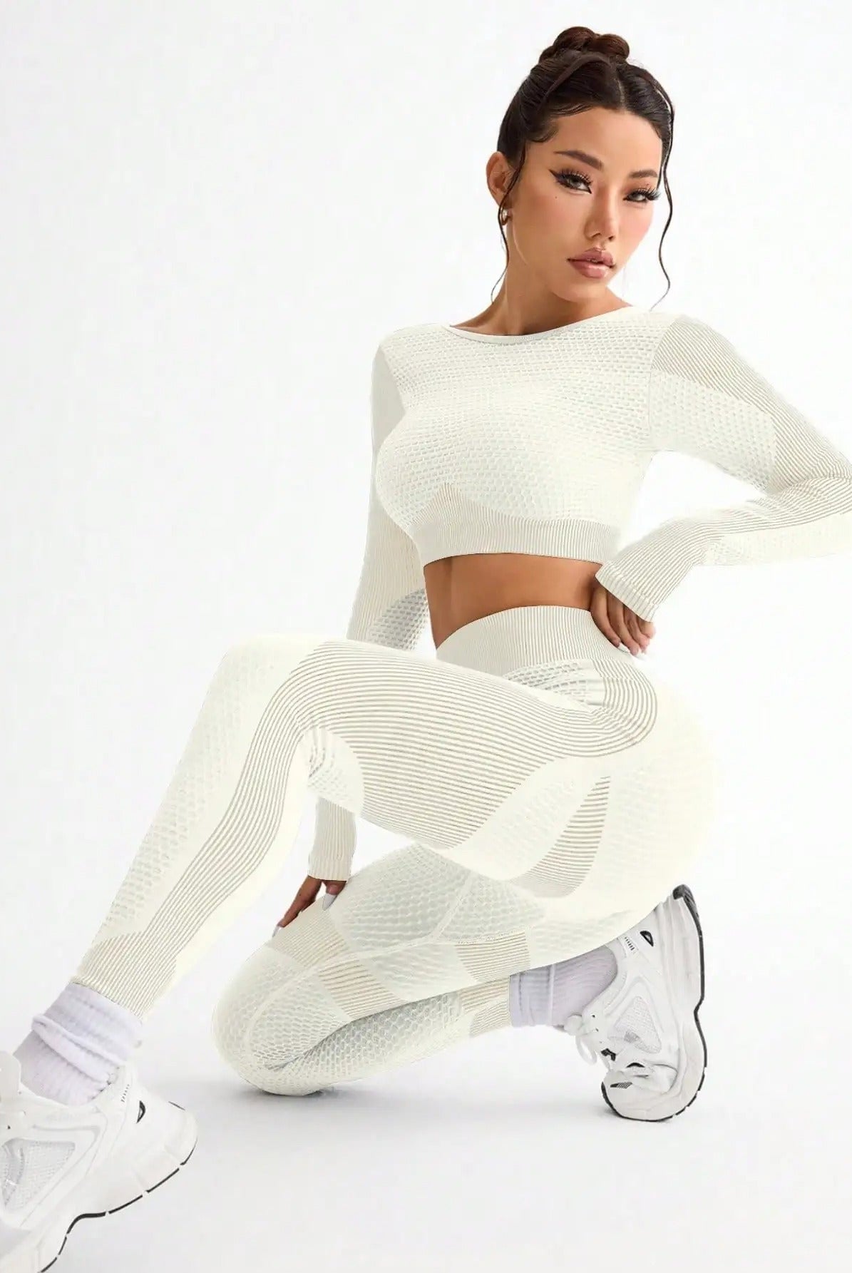 Honeycomb Contour Active Set - Leggings + Top Sets Sarlethics Off-White S