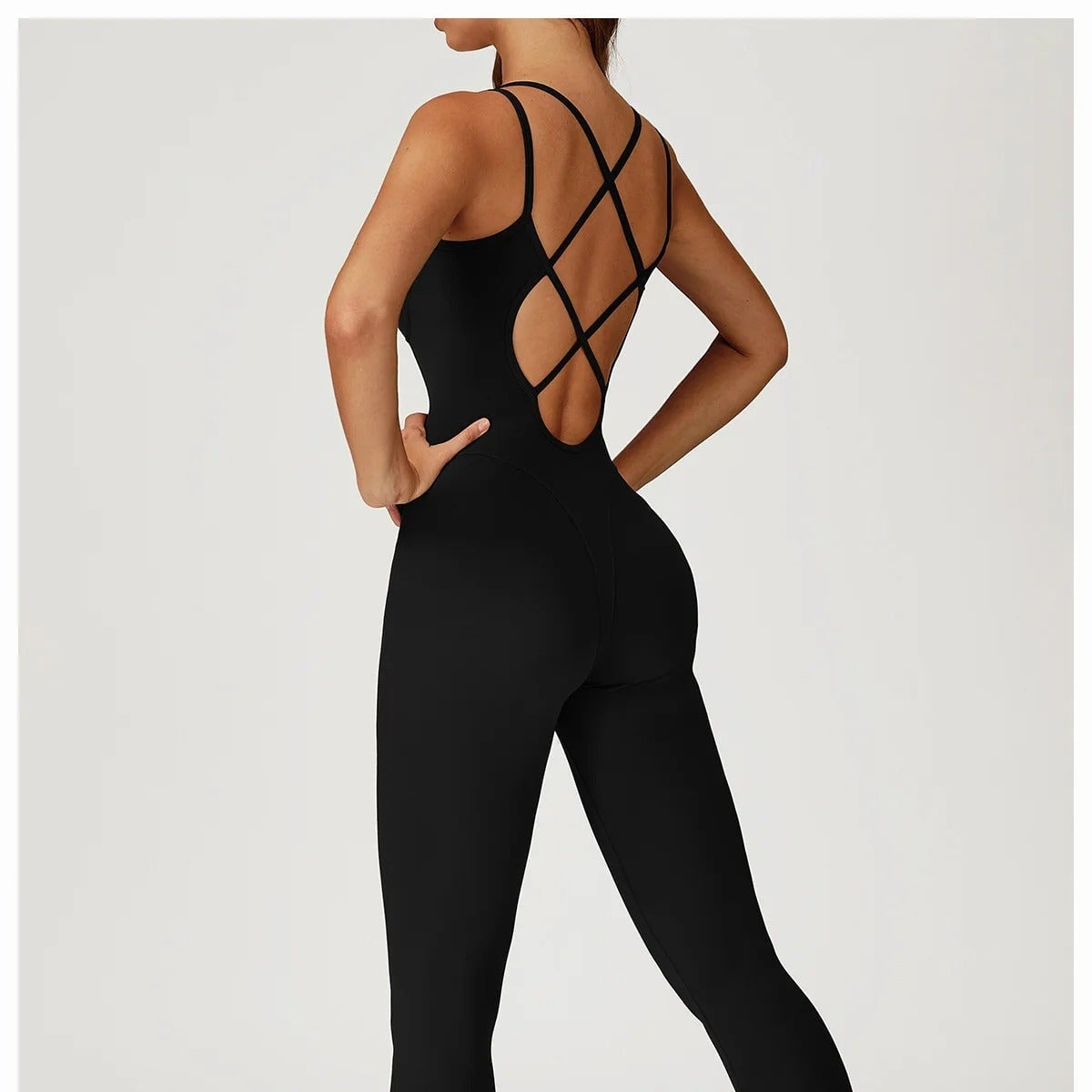 Criss Cross Back Jumpsuit Jumpsuit Starlethics Black S China Mainland