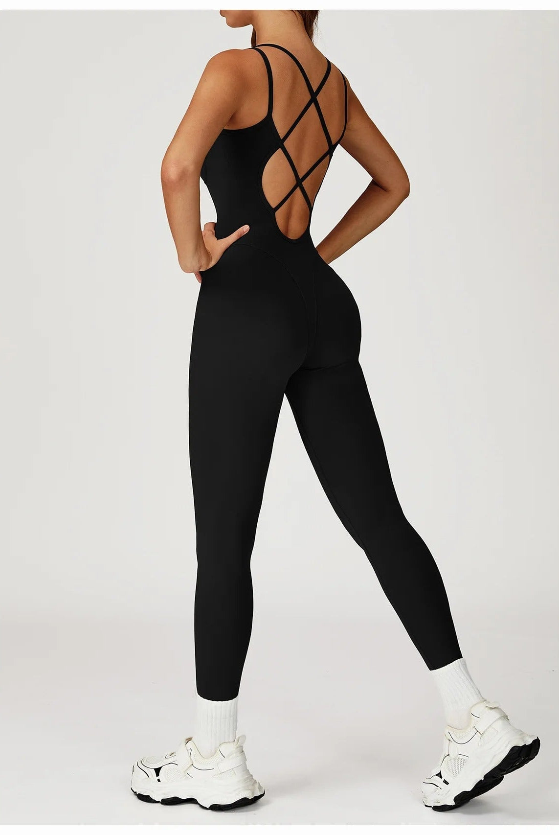 Criss Cross Back Jumpsuit Jumpsuit Starlethics Black S China Mainland