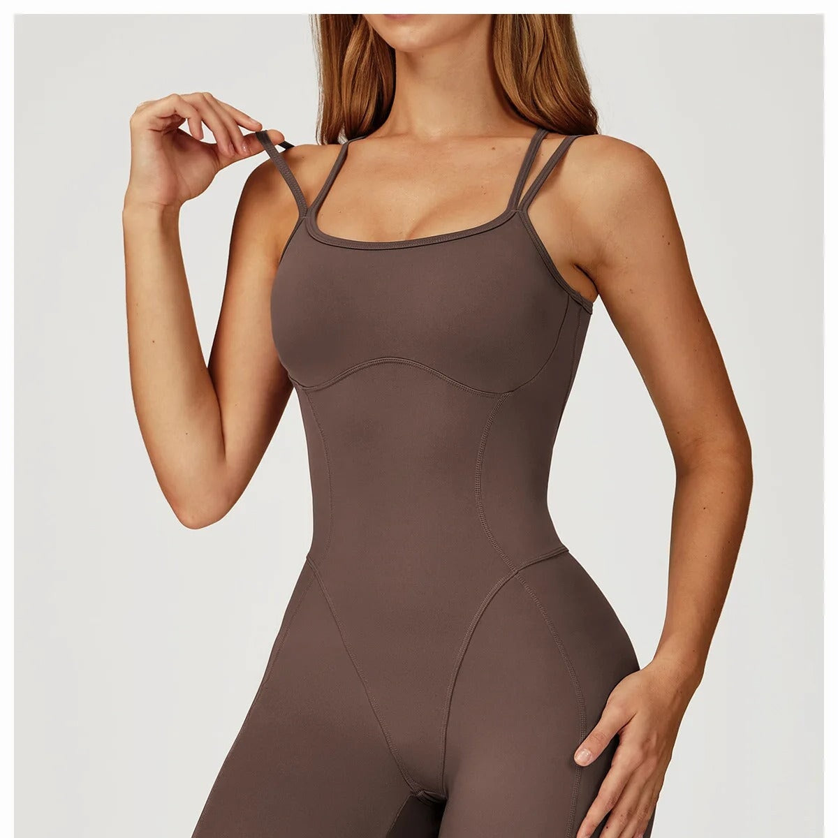 Criss Cross Back Jumpsuit Jumpsuit Starlethics Chocolate S China Mainland