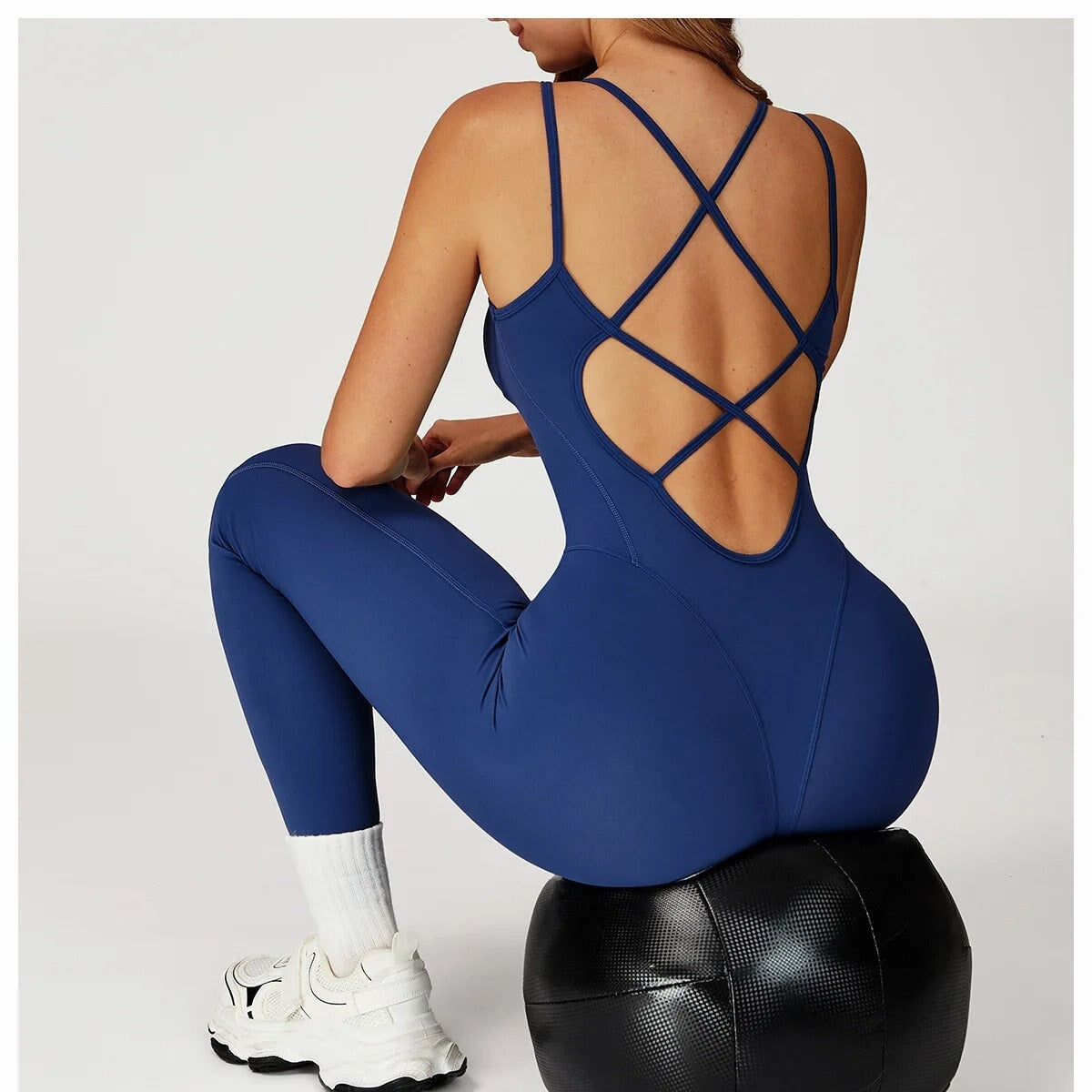 Criss Cross Back Jumpsuit Jumpsuit Starlethics Navy Blue S China Mainland