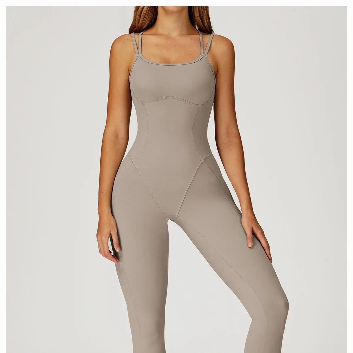 Criss Cross Back Jumpsuit Jumpsuit Starlethics Taupe S China Mainland