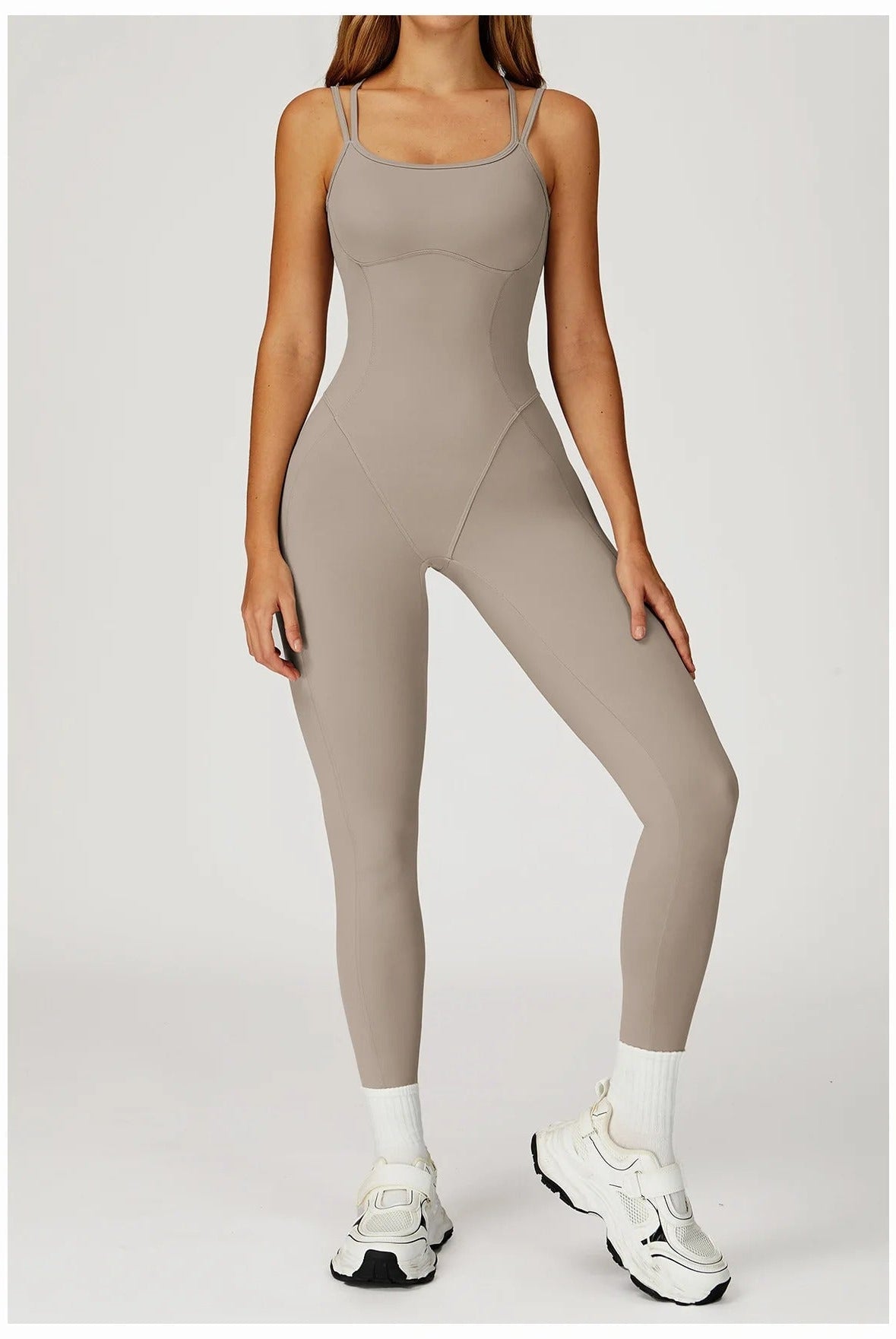 Criss Cross Back Jumpsuit Jumpsuit Starlethics Taupe S China Mainland