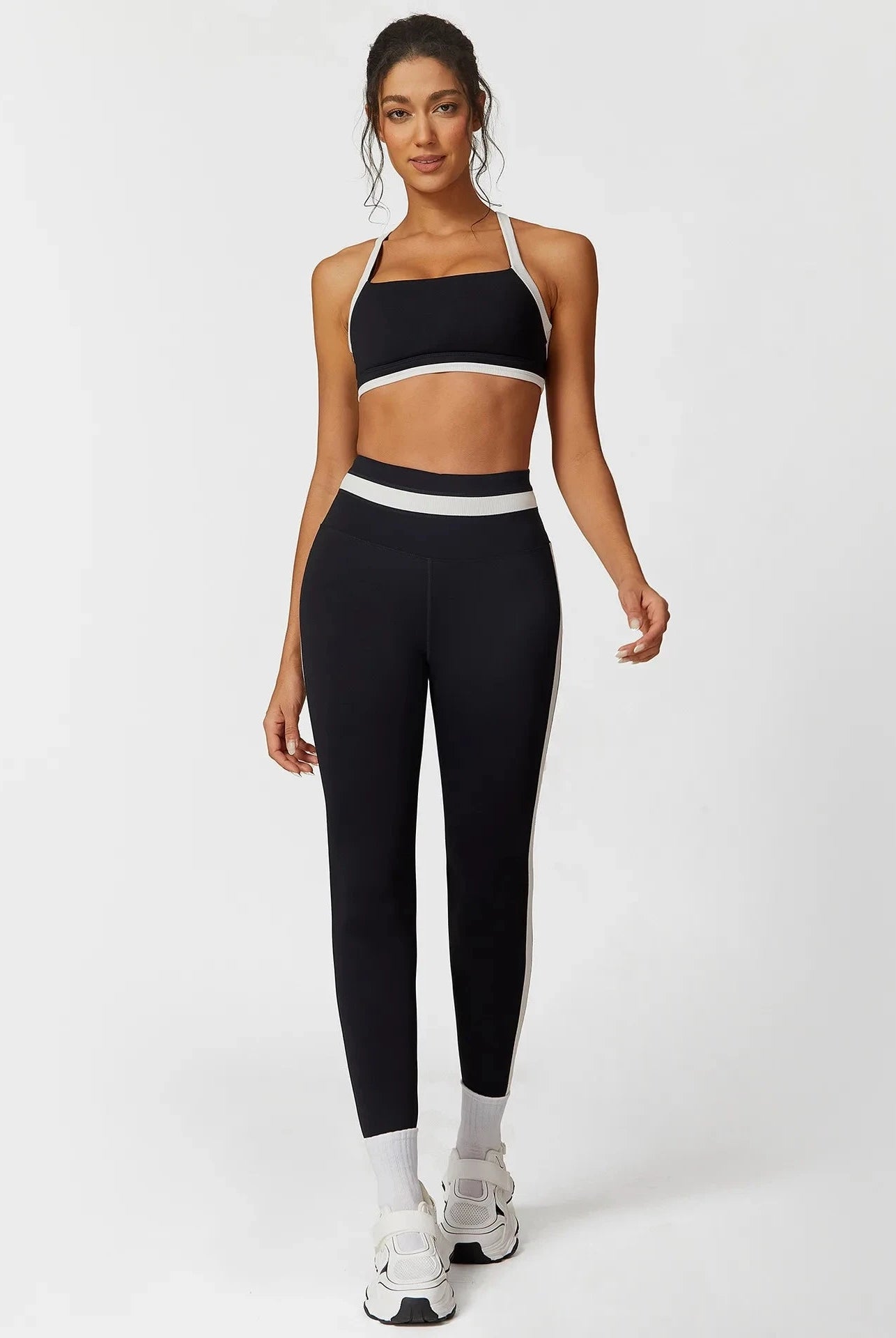 39.2 Yoga-Sets 2 Stück Frauen kollidieren Farbe gerippte Sporta nzüge stoß fester BH & Leggings mit hoher Taille elastische Trainings kleidung im Fitness studio Starlethics