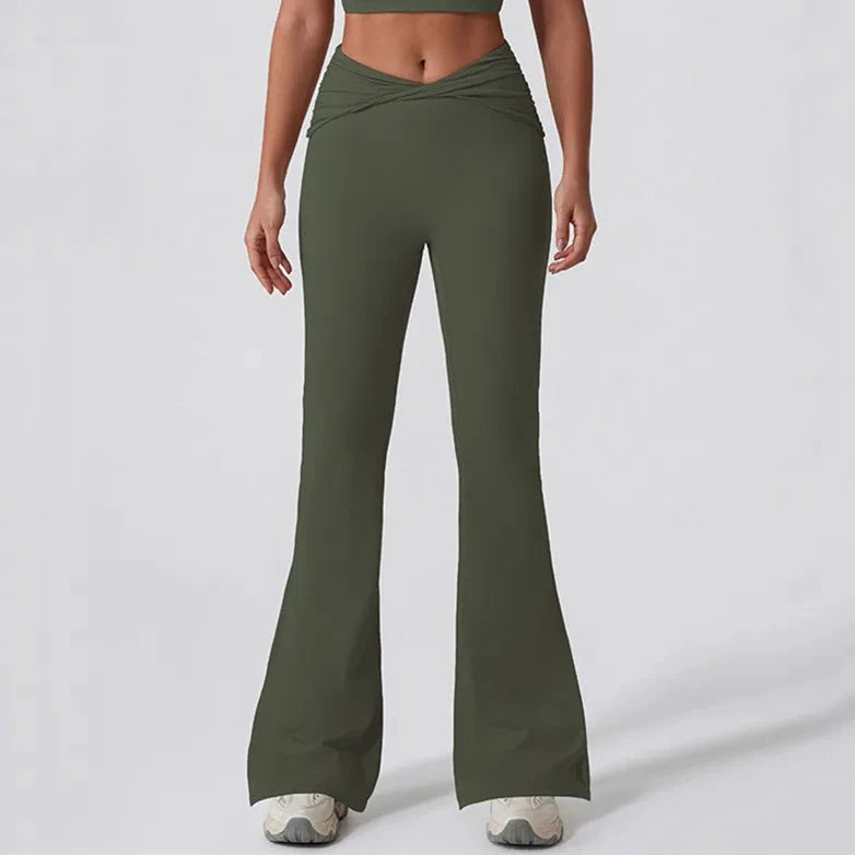 7. 1/2PCS Frauen Yoga Set Workout Hose Outfits Fitness Sportswear Gym Trainingsanzug Hohe Taille Flare Leggings Sport Bh sportlich Tragen Starlethics army trouser M
