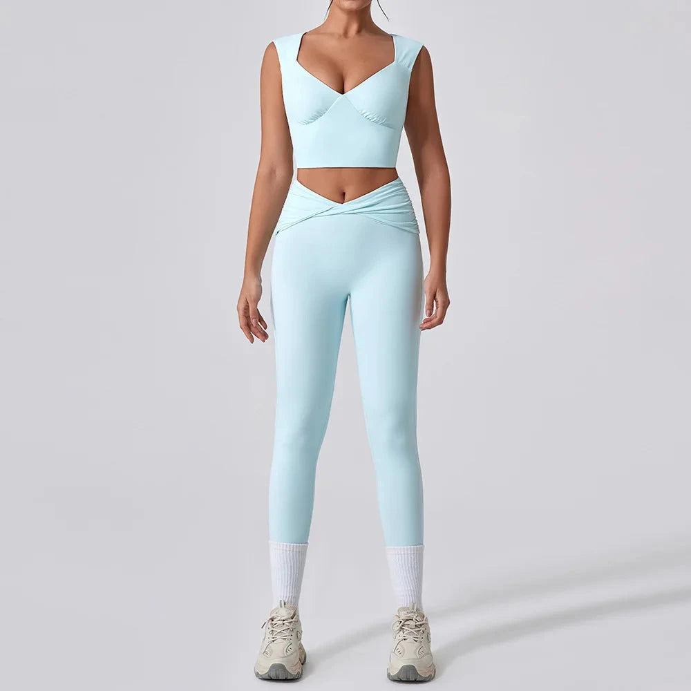 7.3 1/2PCS Frauen Yoga Set Workout Hose Outfits Fitness Sportswear Gym Trainingsanzug Hohe Taille Flare Leggings Sport Bh sportlich Tragen Starlethics