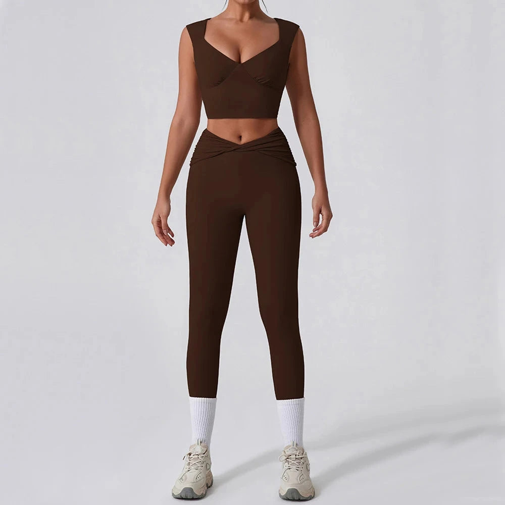 7.2 1/2PCS Frauen Yoga Set Workout Hose Outfits Fitness Sportswear Gym Trainingsanzug Hohe Taille Flare Leggings Sport Bh sportlich Tragen Starlethics