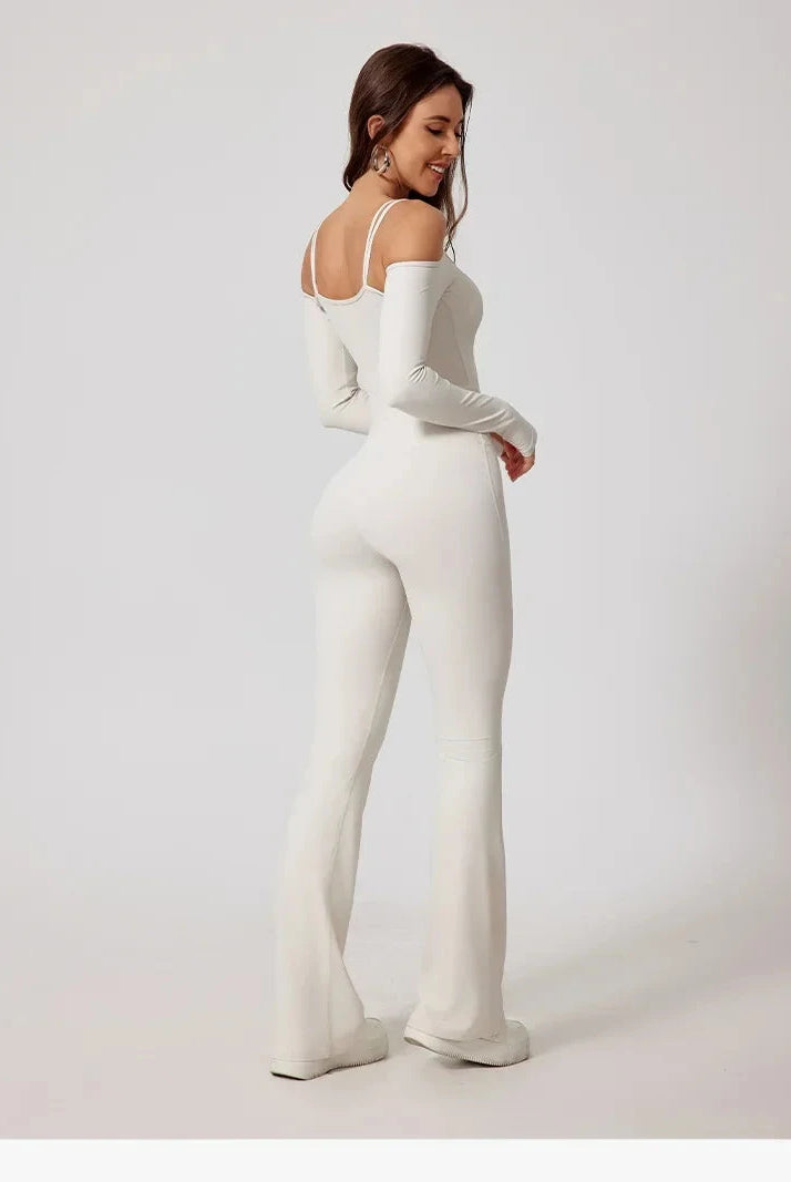 Toned Off-Shoulder Flared Jumpsuit Jumpsuit Starlethics