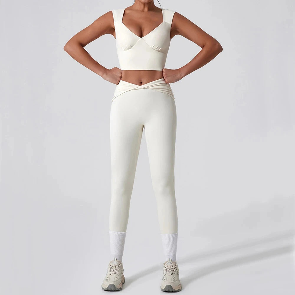 7.3 1/2PCS Frauen Yoga Set Workout Hose Outfits Fitness Sportswear Gym Trainingsanzug Hohe Taille Flare Leggings Sport Bh sportlich Tragen Starlethics