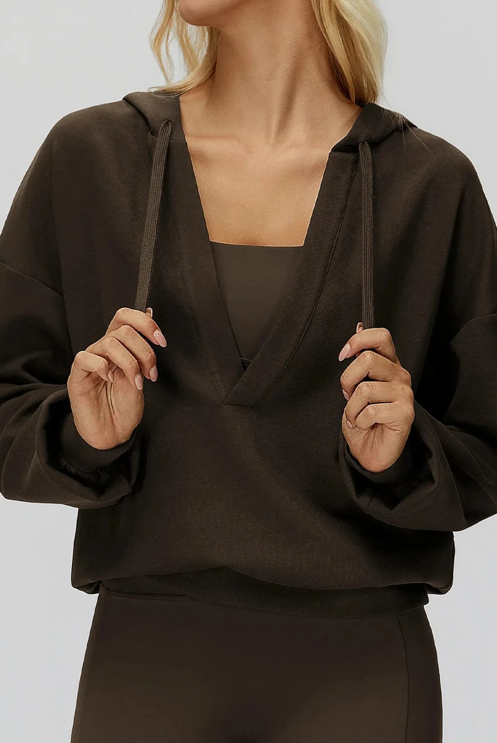 V Neck Hoodie Hoodies & Jackets Starlethics Coffee Brown S