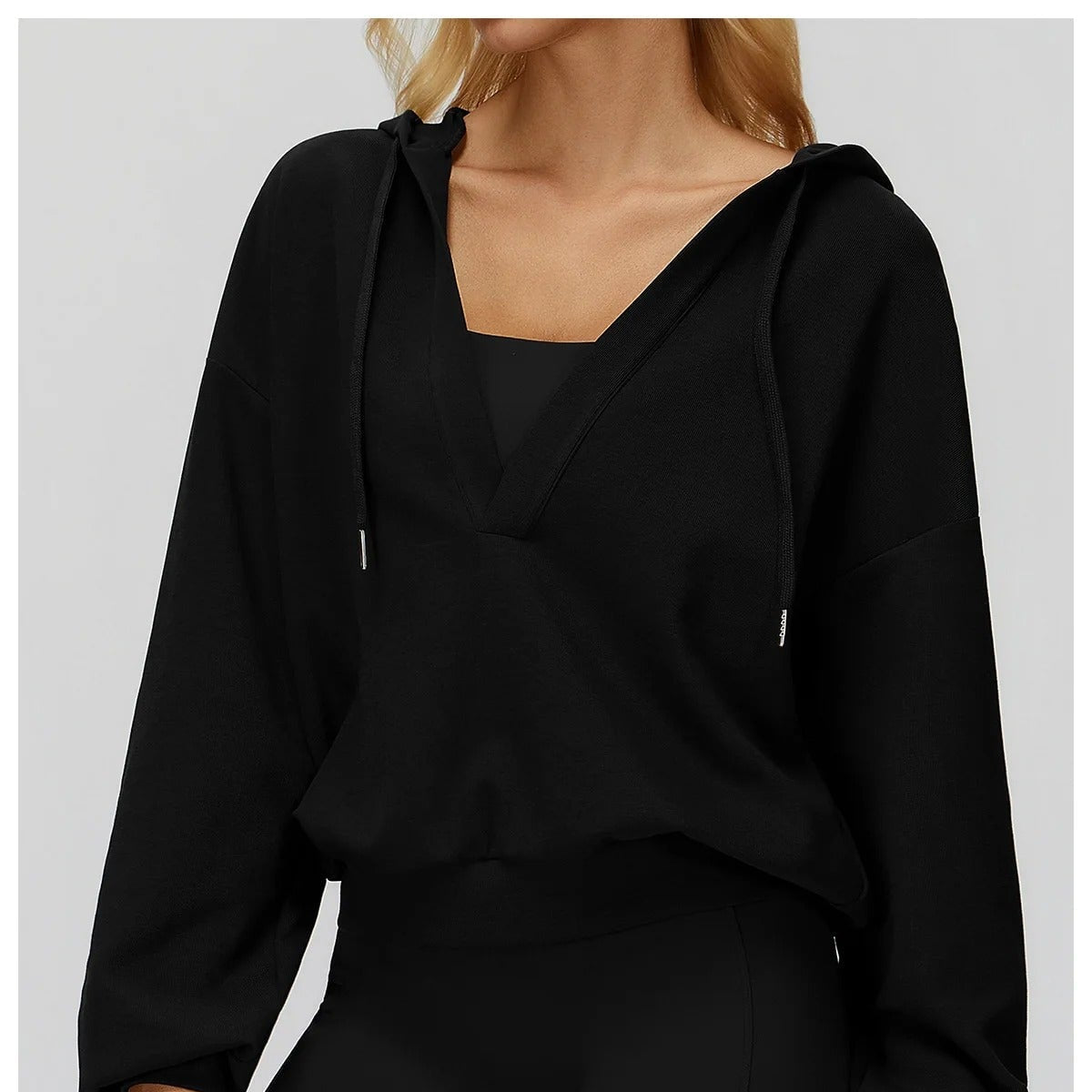 V Neck Hoodie Hoodies & Jackets Starlethics Super Black S