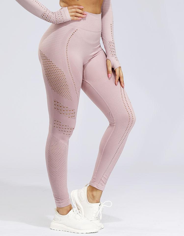 Crochet Seamless Leggings Fitness Leggings Truetights Pink S 