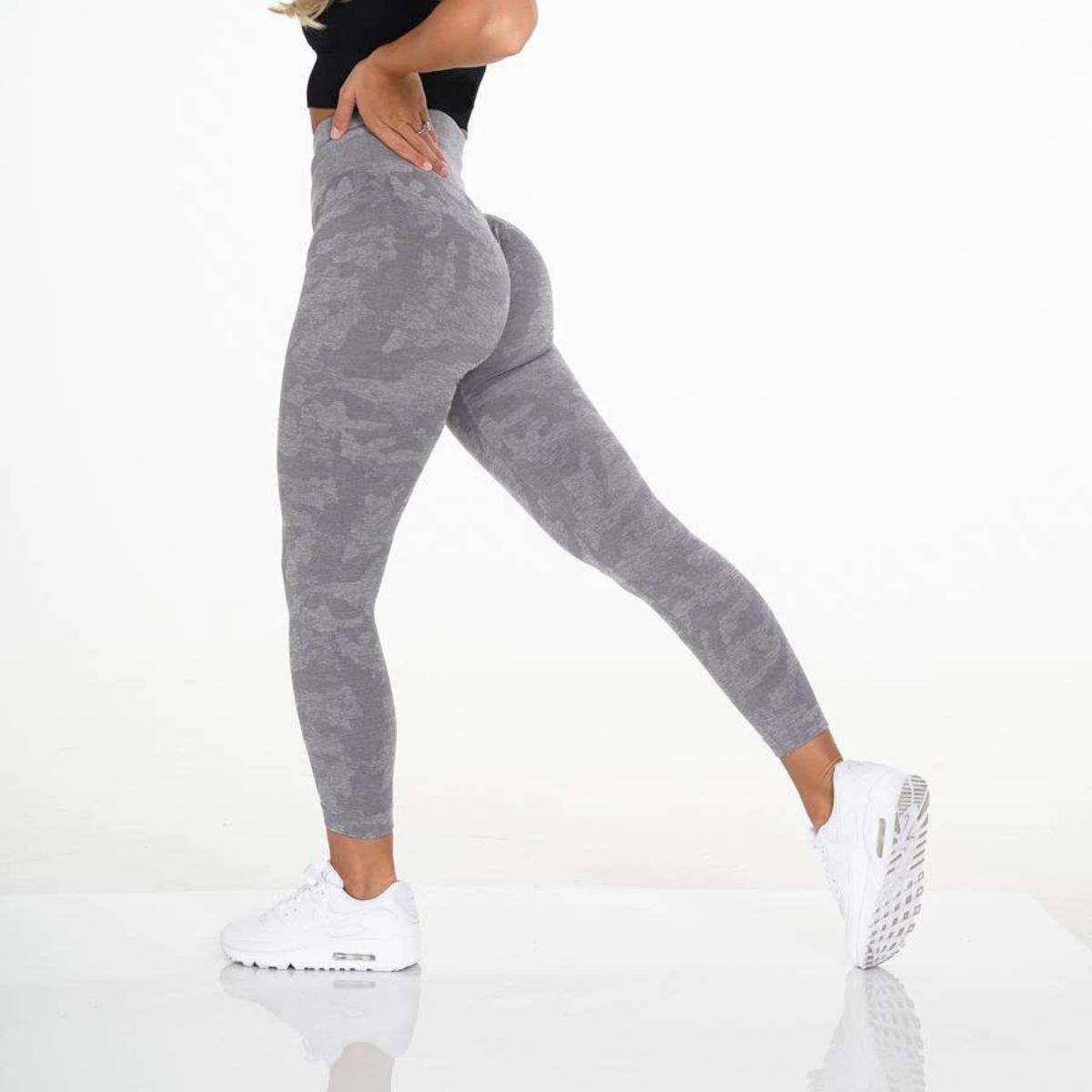 Yoga Camo Leggings Fitness Leggings Truetights Light Gray XS 