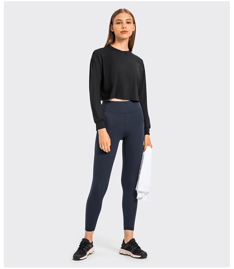 Long Sleeve Workout Shirt Yoga Shirts Truetights Black S